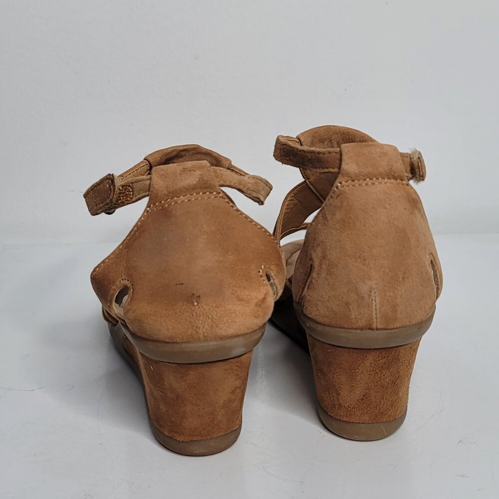 Earth‎ Womens Curvet Biscuit Wedge Leather Sandals Size 8.5 B Brown Suede - Picture 6 of 10